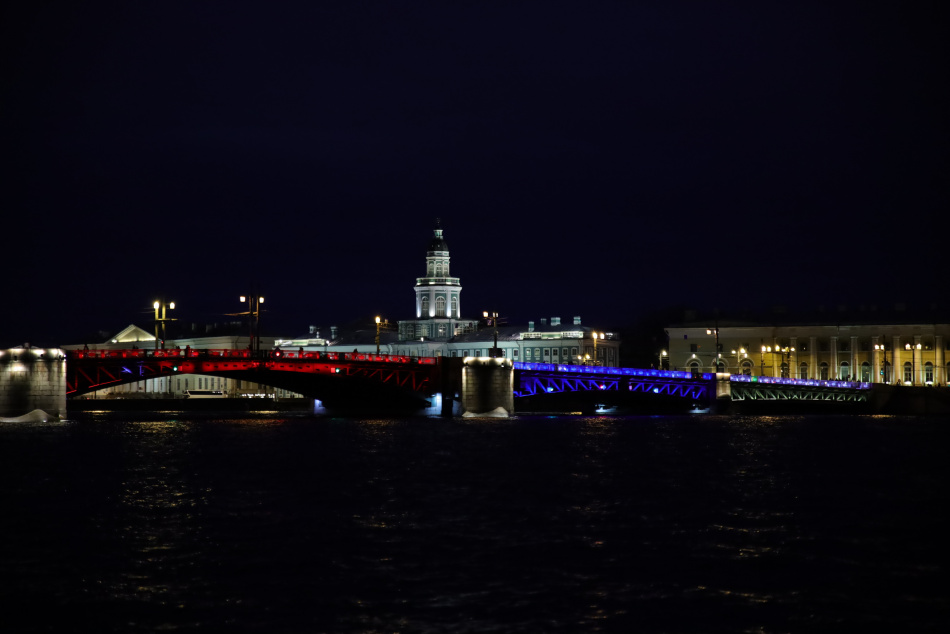 В Петербурге мосты засияли синим в поддержку мечт детей с тяжелыми болезнями